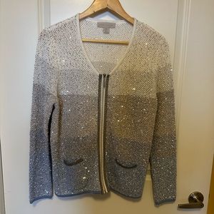 Laura Ashley sequin zip cardigan. Petite large. glittery. Excellent condition